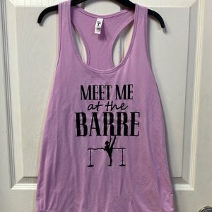 Ladies Pink Razorback Tee size L “Meet Me At The Barre”
